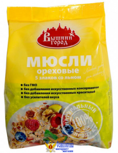 Мюсли ВЫШНИЙ ГОРОД "Ореховые" 5 злаков со льном 350 г