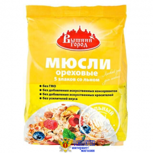 Мюсли ВЫШНИЙ ГОРОД "Ореховые" 5 злаков со льном 350 г