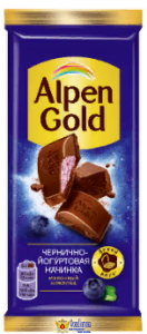 Шоколад ALPEN COLD молочный с чернично-йогуртовой начинкой 85 г