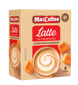 Напиток кофейный растворимый MacCoffee 3в1 LATTE со вкусом карамели 5х24г