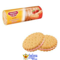 Печенье ЯШКИНО затяжное с клубничным кремом 190 г