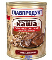 Каша ГЛАВПРОДУКТ "Губернаторская по домашнему" гречневая с говядиной 340 г