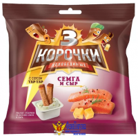 Сухарики ТРИ КОРОЧКИ ржано-пшеничные семга и сыр 60 г